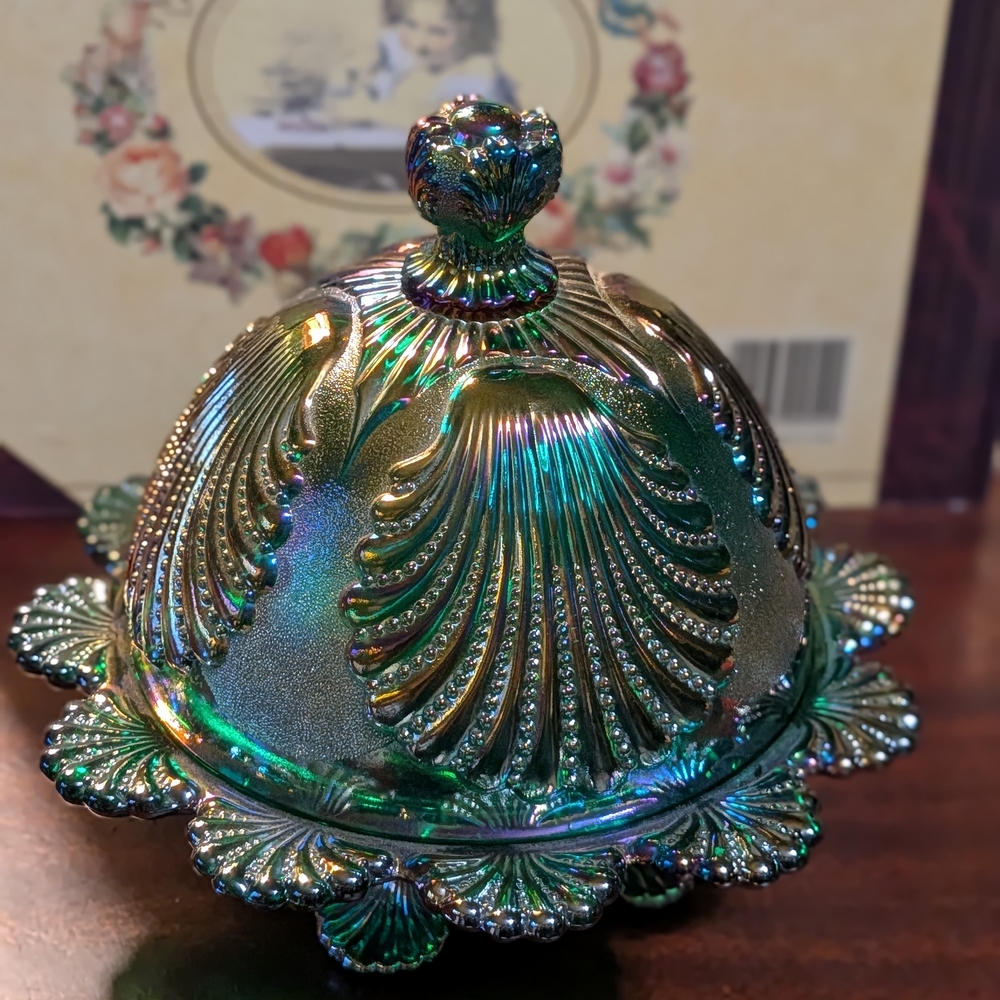 Iridescent Shell Design Glass Dish